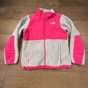 The North Face Girls Denali Fleece Full-Zip Jacket Grey/Pink L (14) lightweight
